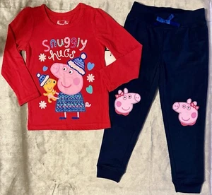NEW Peppa Pig Girls L/S Shirt & Joggers Pants 2 pc Set Toddlers Size: 2T 3T 5T - Picture 1 of 7