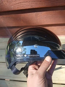 Vintage Harley Davidson Motorcycle Helmet Black Chrome Size M Used DOT - Picture 1 of 7