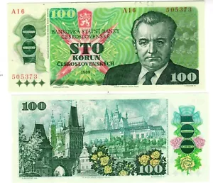 TSCHECHOSLOWAKEI Banknote 100 KORUN 1989 P97 A16 KLEMENT GOTTWALD NEU UNC - Bild 1 von 1
