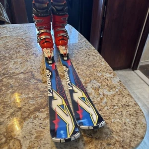 Nordica 143 cm Skis, Bindings & Size 6 US Boys Lange Boots Package Deal - Picture 1 of 16