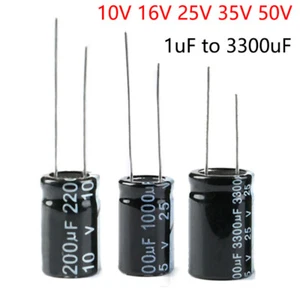 Condensadores electrolíticos radiales de aluminio negro 10V 16V 25V 50V 1uF a 3300uF - Imagen 1 de 6