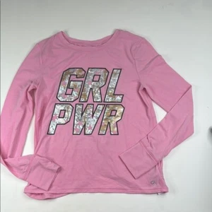 GAPFit Gap Kids Girls' Pink Long Sleeve Girl Power Active Long Sleeve Shirt M - Picture 1 of 5