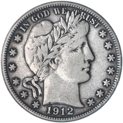 1912 D Barber Half Dollar 90% Silver Very Fine VF+ See Pics U353 Cover