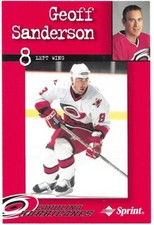 1997-98 NHL Caroline Hurricanes Oversize GEOFF SANDERSON Team Sprint Postcard