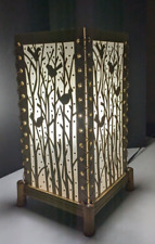 Bamboo Handcrafted Laser Cut Design Shadow Table Lamp Shade 10 Thousand Villages