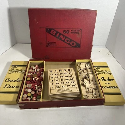 Bingo Game by Pressman’s Popular Playthings 50 Card Set 1930s 1940s XMAS Vintage - Image 1 of 4