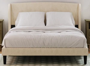 Alexander Upholstered Wingback Platform Bed (Oatmeal): Queen - Picture 1 of 5