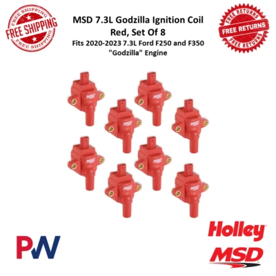 MSD Ignition Coil Red 8 Pack For 2020-2023 Ford F250 & F350 Godzilla Engine 7.3L - Изображение 1 из 4