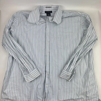 J Ferrar Button Up Shirt Mens 3XLT Blue White Striped - Image 1 of 4