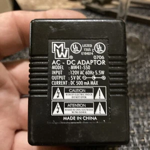 Ac Dc Adaptor Input 120vac 60hz 5.5 W Output 5.5 Vdc 500 Ma UL# Model MW 41-550 - Picture 1 of 7