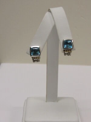 Designer LAGOS Sterling Silver 18K Rittenhouse Blue Topaz Stud Earrings - Image 1 of 4