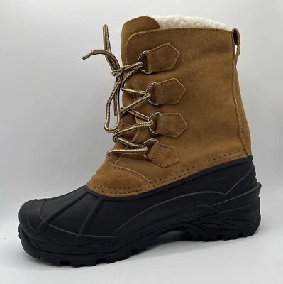 TOTES Duck 冬季雪地靴 男式 9 码 防水 绝缘 棕褐色 黑色 - 全新 — 第 1/4 张图片