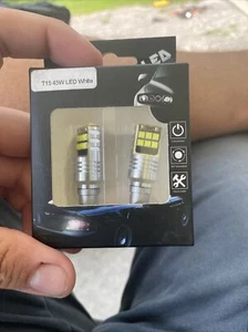 2Pc 6000K White 45 SMD 4014 Error Free LED T15 W16W Car Reverse Back Light Bulbs - Picture 1 of 2