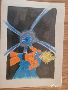 Batman Super Sayian Goku Dragon Ball Z, Original Artwork Signed. - Picture 1 of 2