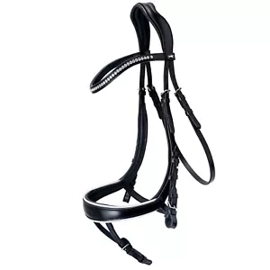 NEW Schockemohle Equitus Beta Snaffle Bridle- Black and White, Size Full/Horse - Picture 1 of 1