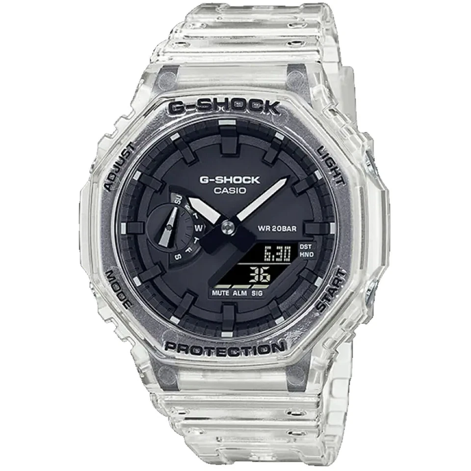 Casio G-Shock 45mm Case Resin Transparent, Band Resin Transparent Wristwatch for Men - (GA2100SKE-7A)