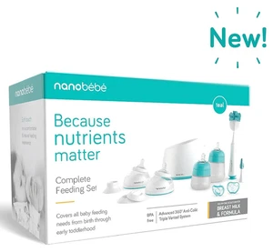⭐️ Nanobebe Breast & Formula Milk Complete Feeding Set TEAL Bottles & Warmer NEW - Picture 1 of 6