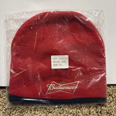 Budweiser Winter Cap Hat Beanie One Size Embroidered Logo * New Sealed* - Image 1 of 3