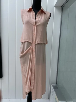 Vestido camisa assimétrica McQ Alexander Mcqueen blush I 40 EUA 4 - Imagem 1 de 4
