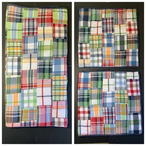Trapunta Madras Patchwork Bambini Pottery Barn Completa Regina + 2 Euro Federe Quadrate 3 pz. - Foto 1 di 22