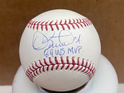 Oakland A's Dave Stewart Firmado RAWLINGS MLB Béisbol 1989 SERIE MUNDIAL MVP JSA Foto 1 de 2