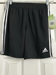 Adidas Boys Size S Black Athletic Shorts NWT Pockets Drawstring Inside Waist - Picture 1 of 13