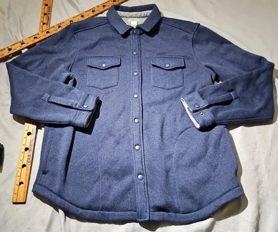 Camisa masculina de lã suéter LL Bean jaqueta azul GG Snap Up Shacket 500549 - Imagem 1 de 4