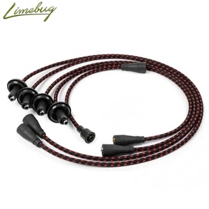 Classic Type 1 009 / 034 Black Vintage Cotton Wrapped 7mm HT Ignition Leads VW - Picture 1 of 1