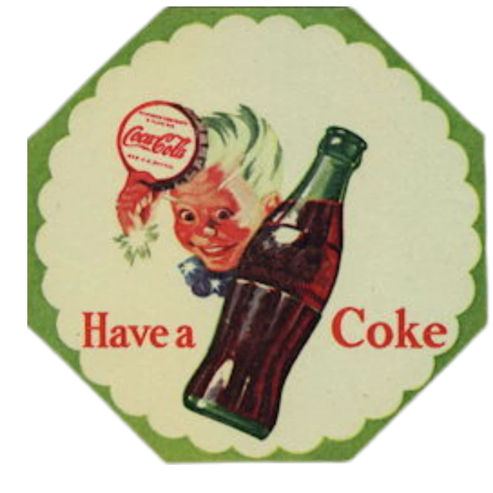 1950s Sprite Boy Coca-Cola Coaster Original Vintage Advertising Coke Soda NOS - Image 1 of 1