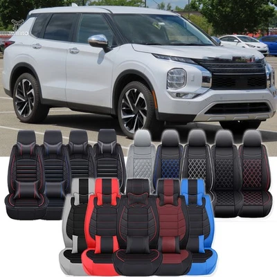 Fundas de asiento de auto delanteras/5 asientos delanteras + traseras de cuero PU para Mitsubishi Outlander Foto 1 de 4