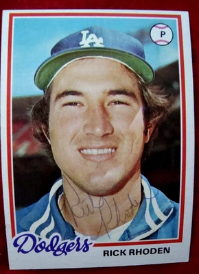 Tarjeta de béisbol firmada por Rick Rhoden 1978 Topps autógrafo de los Angeles Dodgers Foto 1 de 3