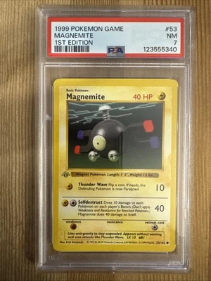 Magnemite 53/102 Pokemon 1st Edition Shadowless Base Set PSA 7 - Image 1 of 2