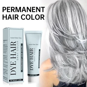 Grey Hair Dye Silver Grey Permanent Hair Color Cream Long-Lasting Natural Dying - Picture 1 of 12