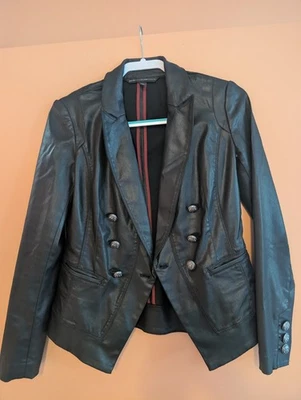 Suéter Vince Mujer Extra Pequeño Cuero Negro Frente Abierto Cárdigan Foto 1 de 4