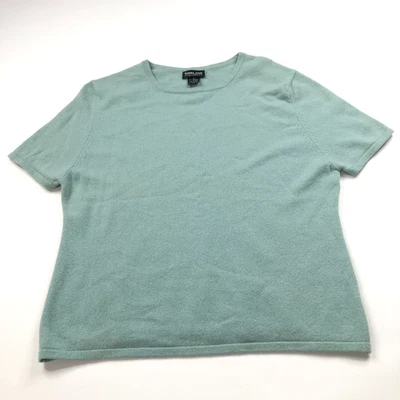 Kirkland Large 100% Cashmere Short Sleeve Crew Neck Baby Doll Sweater Green MINT - Image 1 of 4