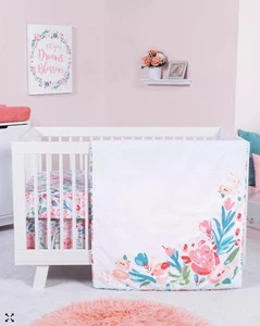 Trend Lab Painterly Floral 3 Piece Baby Nursery Crib Bedding Set NEW - Picture 1 of 2