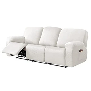 Diamond Covers 8-Pieces Stretch Large Couch Covers for 3 Recliner Sofa White - Picture 1 of 6