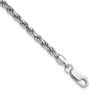 Sterling Silber rhodiniert 3 mm Diamantschliff Seil Kette Halskette - Bild 1 von 4