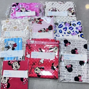 Disney Minnie Mouse Baumwollstoff 9 Muster Teile Set Gepard Blumen Schleife - Bild 1 von 9