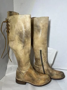 Bed Stu Knee Leather Back Lace Side Zip Riding Boots Womens Sz 6 - Picture 1 of 7