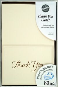 80 Wilton Thank You Cards "KEEPING WITH TRADITION - Ivory"  Print Your Own - NEW