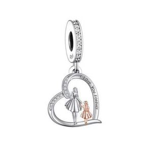 S925 Silver & Rose Gold Mother Mum Daughter  I Love You Charm -YOUnique Designs - Bild 1 von 1
