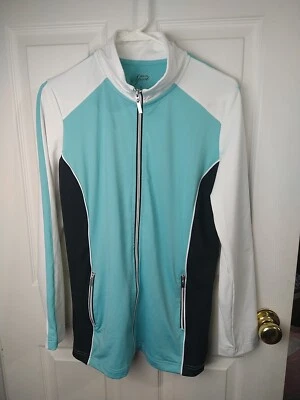 Chaqueta deportiva Style Co para mujer M ligera bloques de colores ropa deportiva bolsillo con cremallera completa Foto 1 de 4