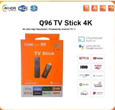 STICK TV TELECOMANDO SMART TV ANDROID 11.1 MINI BOX 4K ULTRA HD 8GB 128GB Q96 - Immagine 1 di 3