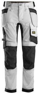 SNICKERS 6241 STRETCH WORK TROUSERS ALLROUNDWORK WITH HOLSTER POCKETS WHITE - Picture 1 of 5
