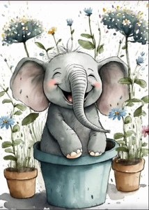 Baby Elephant Diamond Art Painting Kits for Adults, Full Drill Diamond Dots Pain
