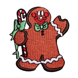 ID 8204A Gingerbread Man Patch Christmas Cookie Embroidered Iron On Applique - Picture 1 of 3