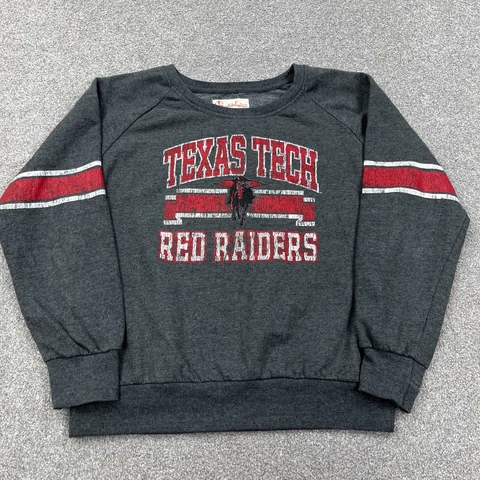 Texas Tech Red Raiders Sweatshirt Women Medium Gray Pullover Crewneck Sweater Cover