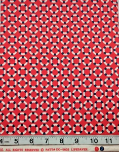 Shore Thing Emily Herrick 27"x44" Remnant Michael Miller Lifesaver Cotton Fabric - Picture 1 of 3