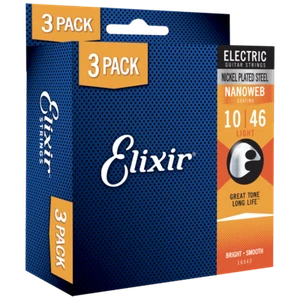 Elixir NANOWEB Nickel Electric 3-Pack — 16542X Light .010-.046 (12052) - Picture 1 of 3